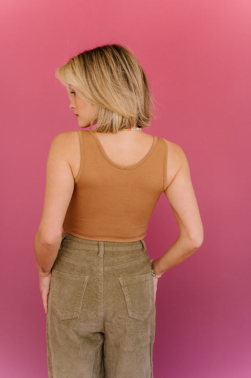 Twist & Shout Ribbed Brami// Caramel